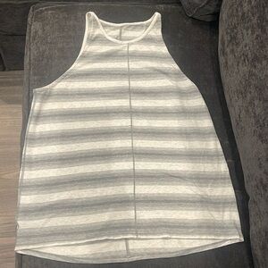 lululemon athletica Gray and White Striped Tank Top